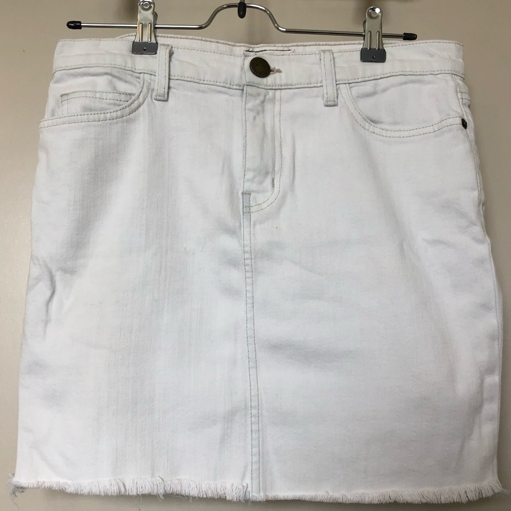 Current/Elliott White Denim Rough Hem Skirt